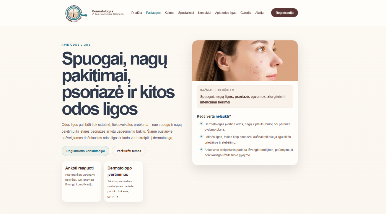 Dermatologas projekto peržiūra